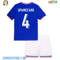 Camisa de time de futebol França Dayot Upamecano #4 Replicas 1º Equipamento Infantil Europeu 2024 Manga Curta (+ Calças curtas)